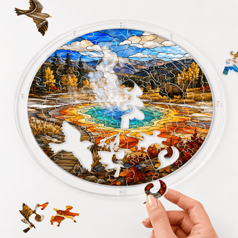 Yellowstone Acrylic Puzzle Suncatcher, Window Hanging Decor, Gift for Nature Lovers