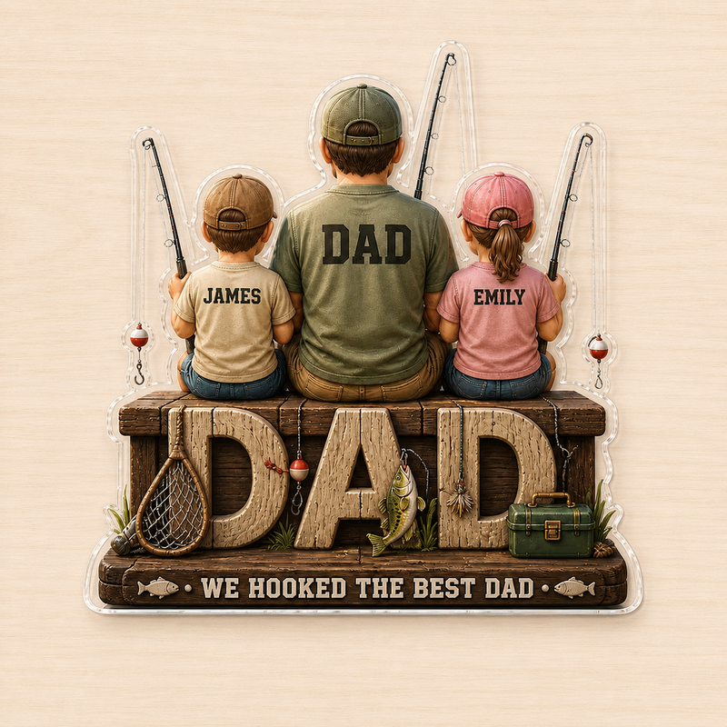 Personalized Fishing Dad Acrylic Plaque – Father’s Day Gift from Kids