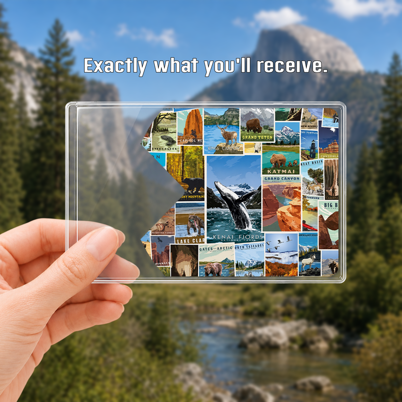 Wildlife Poster National Park Pass Sleeve, Hiking & Camping Gift