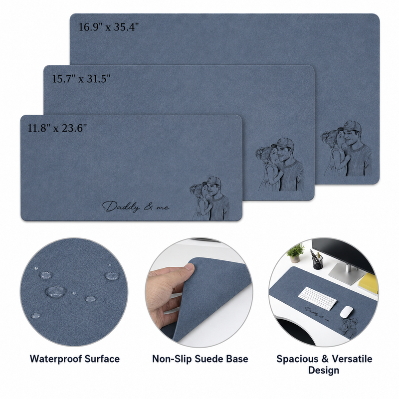 Custom Daddy & Me Photo Desk Mat, Personalized Father’s Day Gift for Dad, Husband