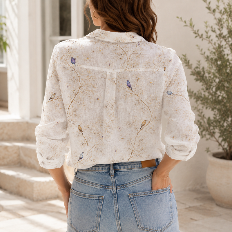 Bird On Branch Women Blouse Shirt | Gift For Bird Lovers