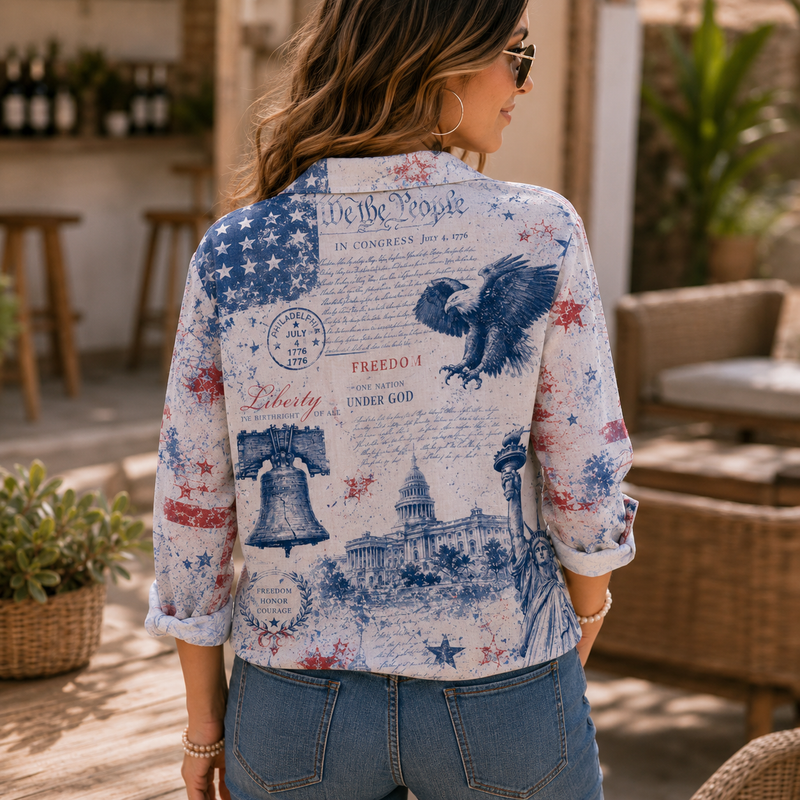 Vintage Patriotic 4th of July Blouse Shirt | Gift For American Patriots