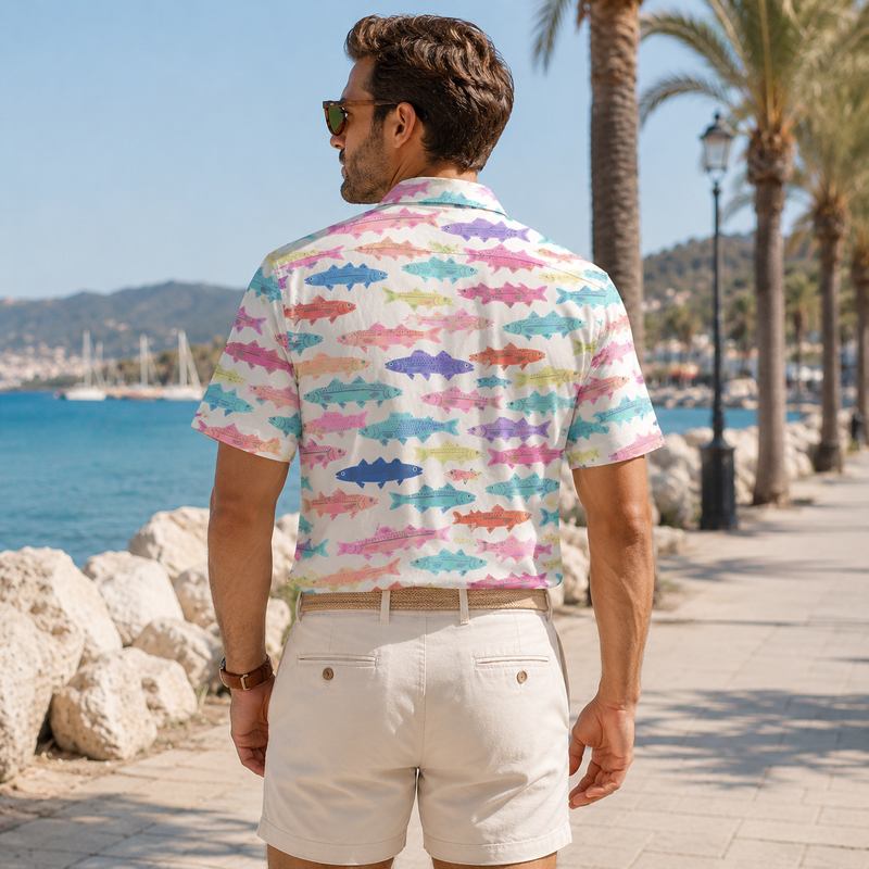 Coastal Watercolor Fish Summer Hawaiian Shirt | Gift For Fishing Lovers