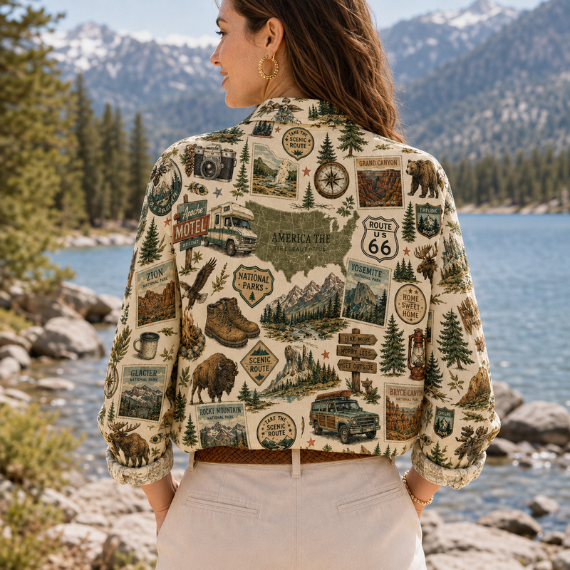 Retro National Park Road Trip Blouse Shirt | Gift For Campers