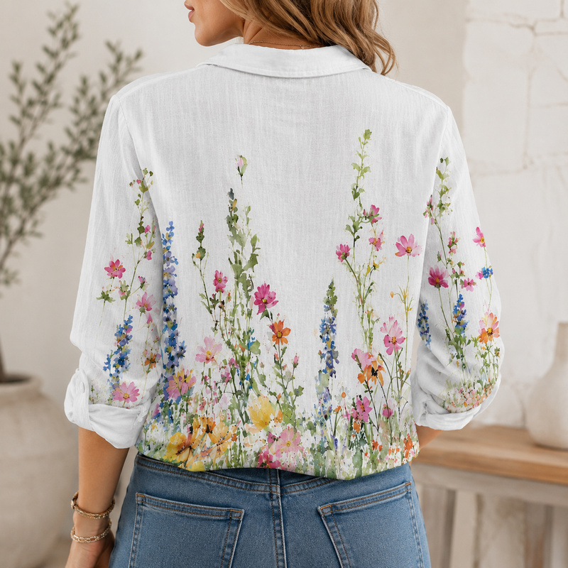 Colorful Wildflower Meadow Summer Blouse Shirt | Gift For Gardeners