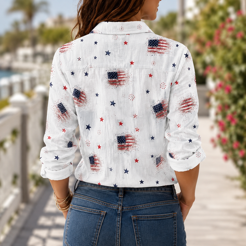 American Flag Women Blouse Shirt | Gift For Patriotic Lovers