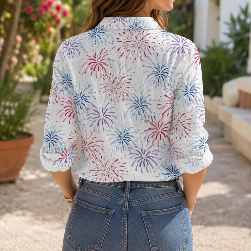 Fireworks Women Blouse Shirt | Gift For Patriotic Lovers