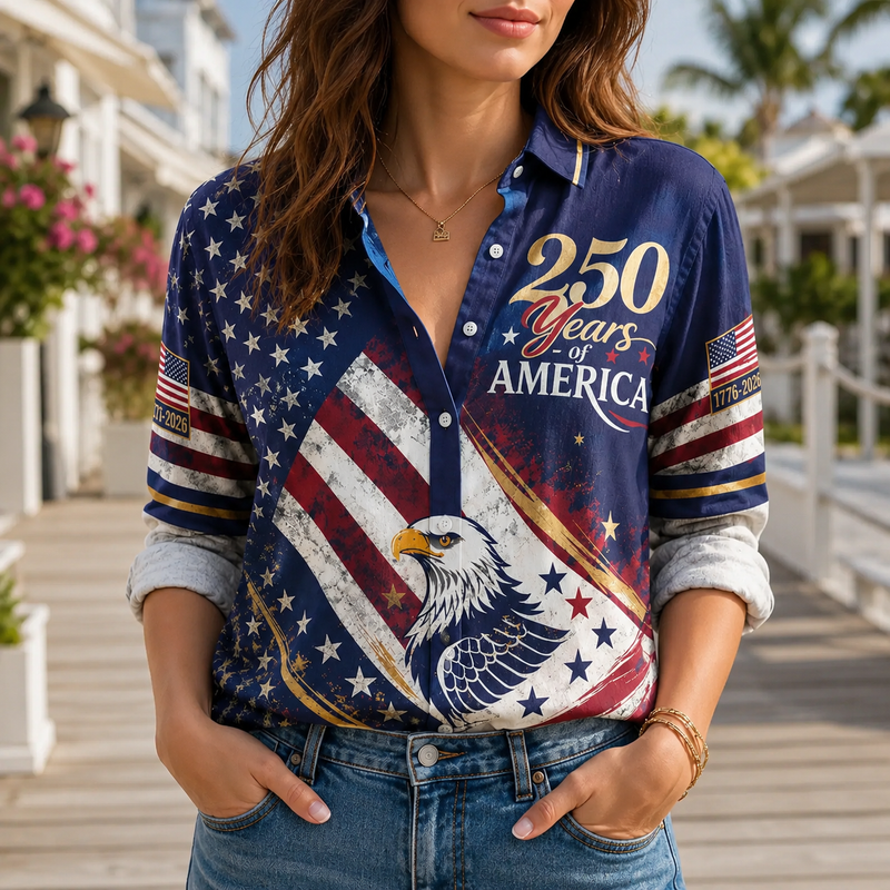 250 Years of America Women Blouse Shirt | Gift For Patriotic Lovers