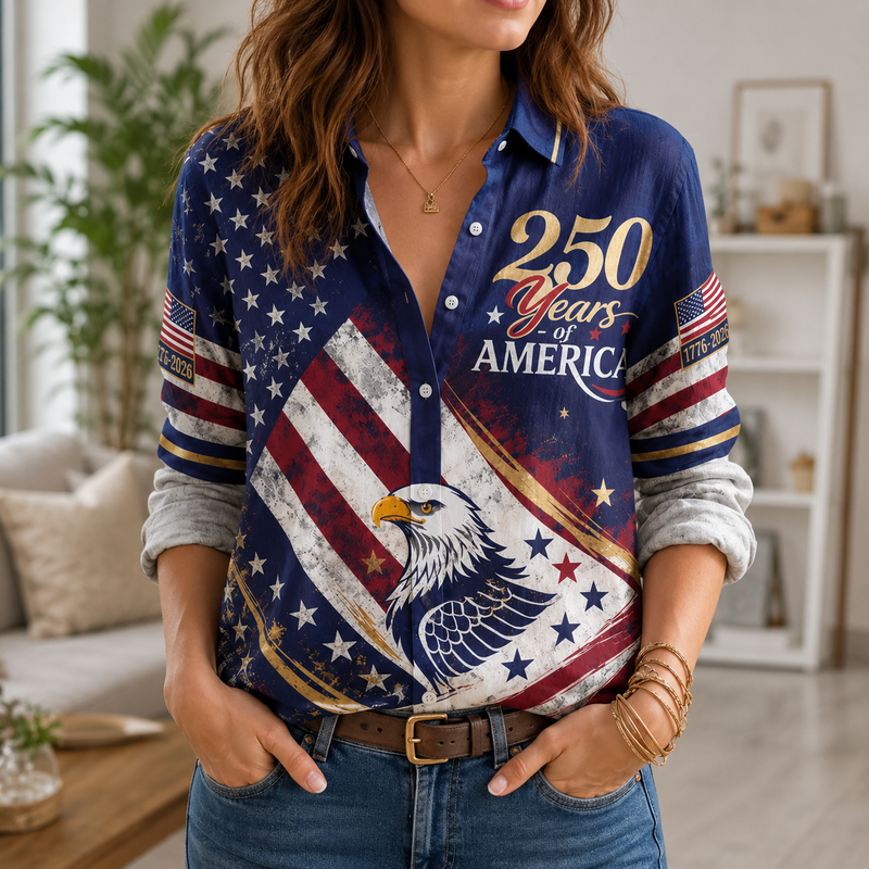 250 Years of America Women Blouse Shirt | Gift For Patriotic Lovers