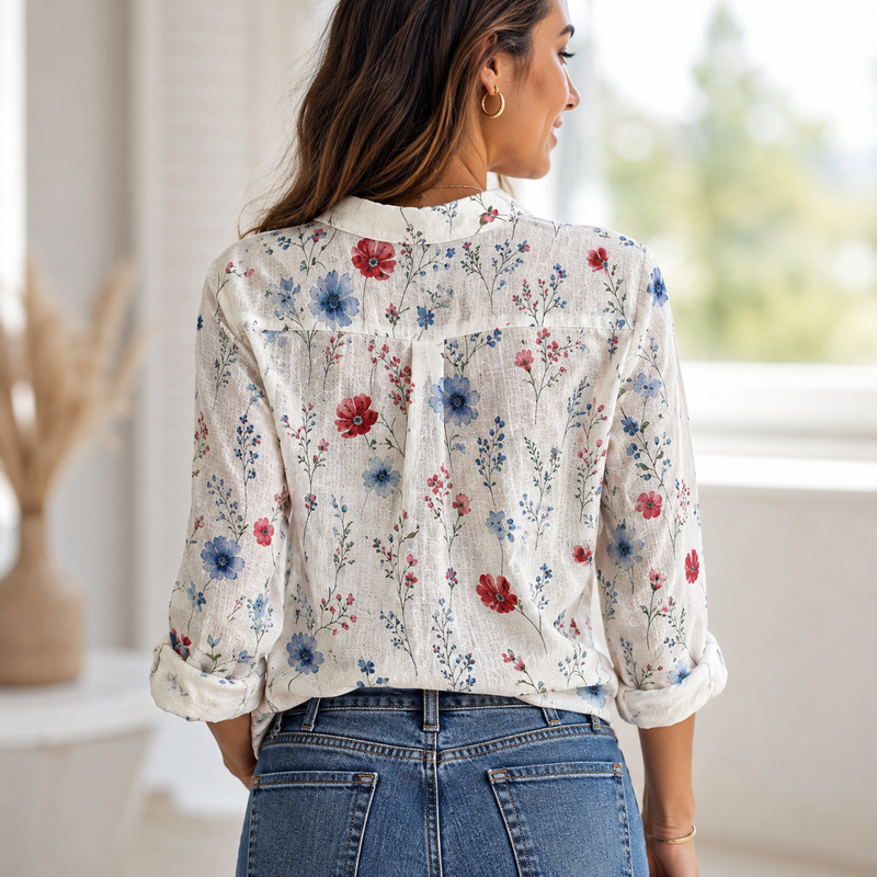 Wildflower Floral Women Blouse Shirt | Gift For Flower Lovers