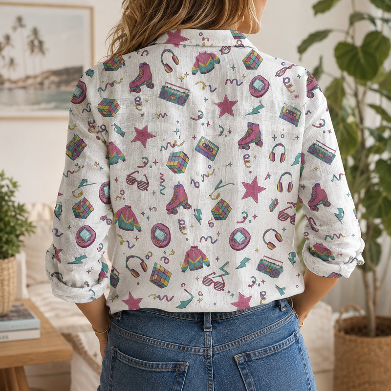 Retro 90s Women Blouse Shirt | Gift For Women