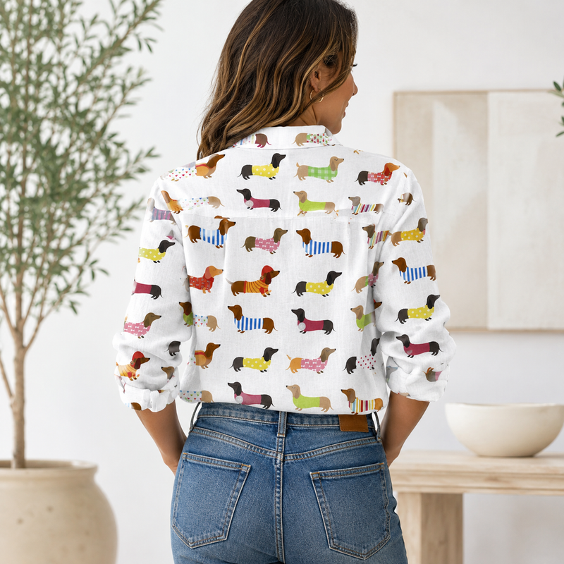 Colorful Dachshund Women Blouse Shirt | Gift For Dog Lovers