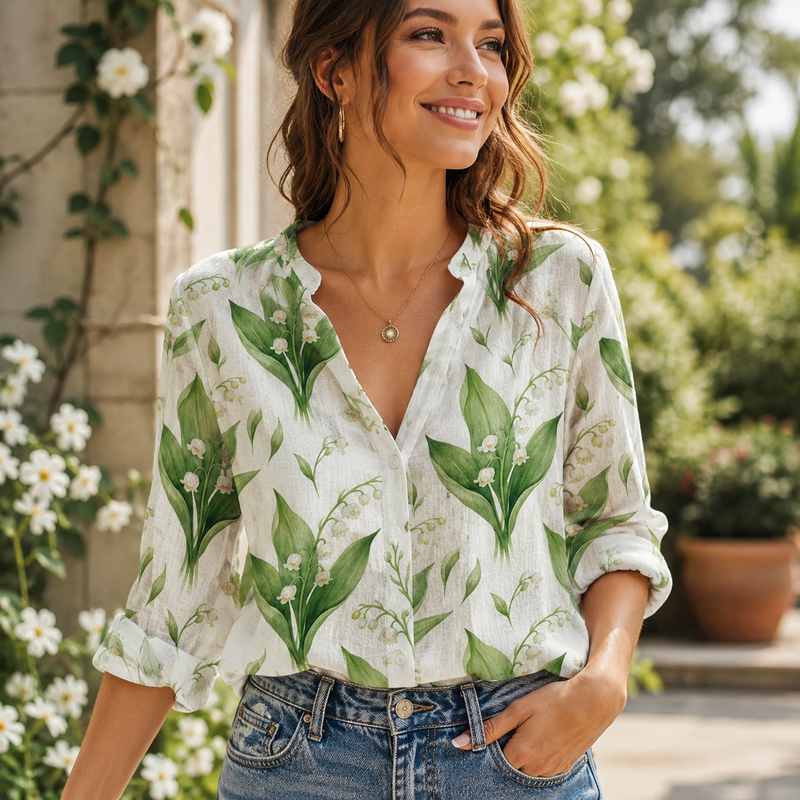 Lily of the Valley Women Blouse Shirt | Gift For Flower Lovers