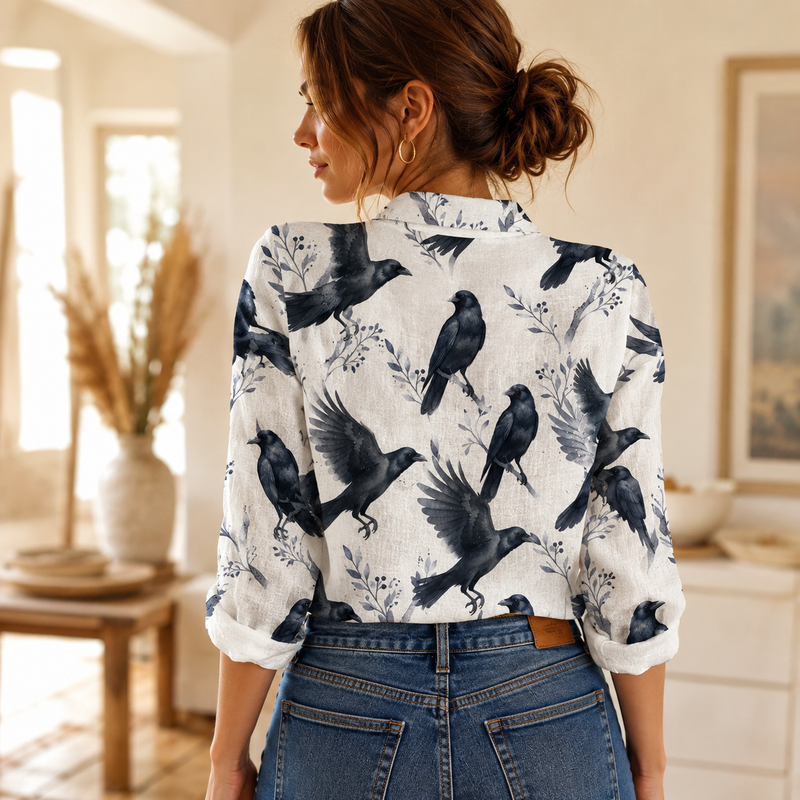 Raven Crow Women Blouse Shirt | Gift For Bird Lovers