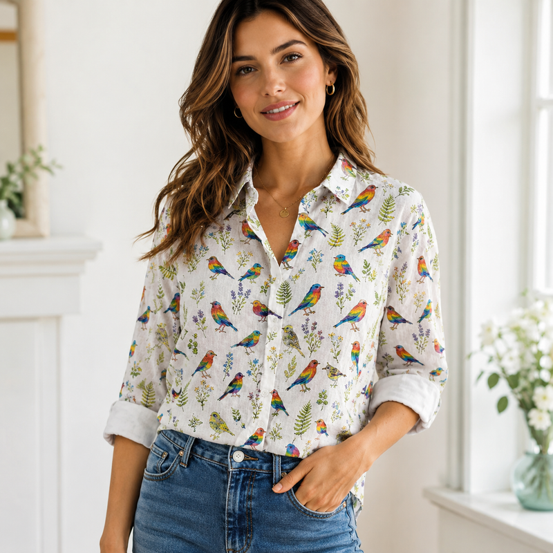 Rainbow Bird Women Blouse Shirt | Gift For Bird Lovers