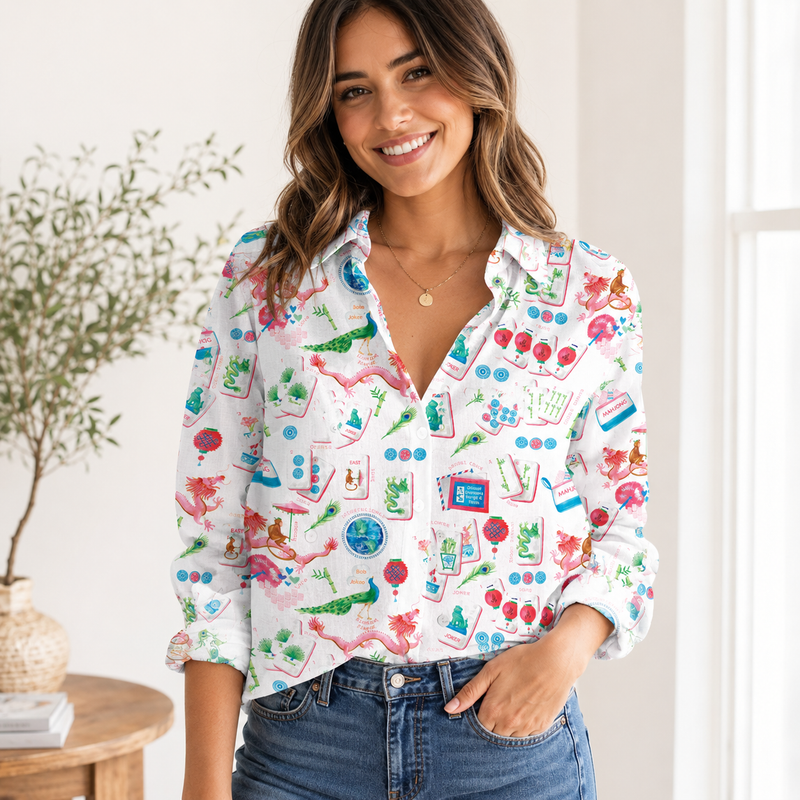 Mahjong Women Blouse Shirt | Gift For Mahjong Lovers