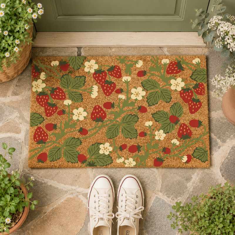 Strawberry Bliss Welcome Doormat | Gift For Strawberry Lovers