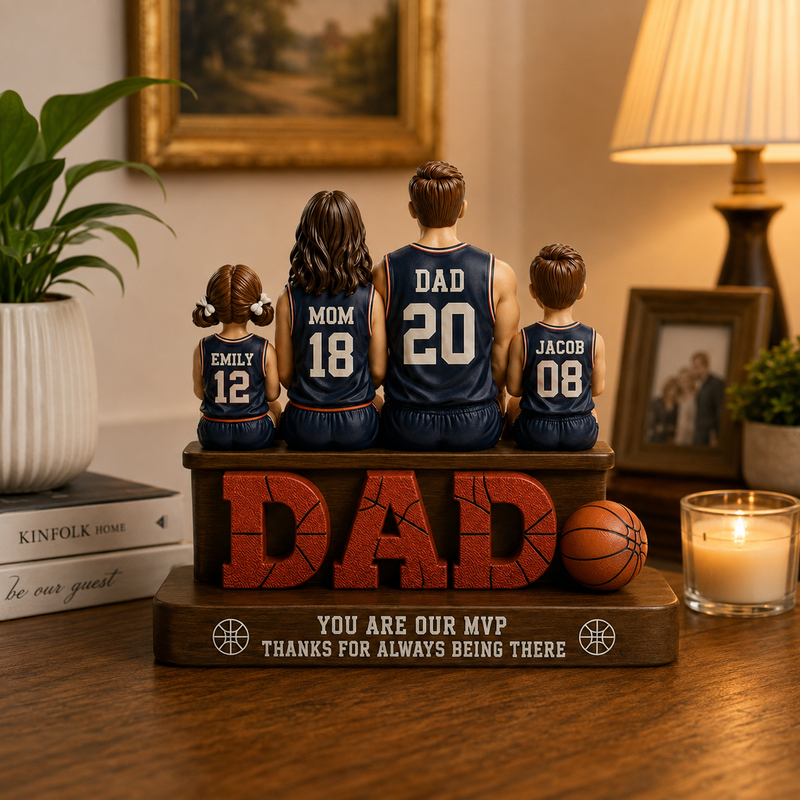 Personalized Baseketball Dad Wooden Block, Father's Day Gift