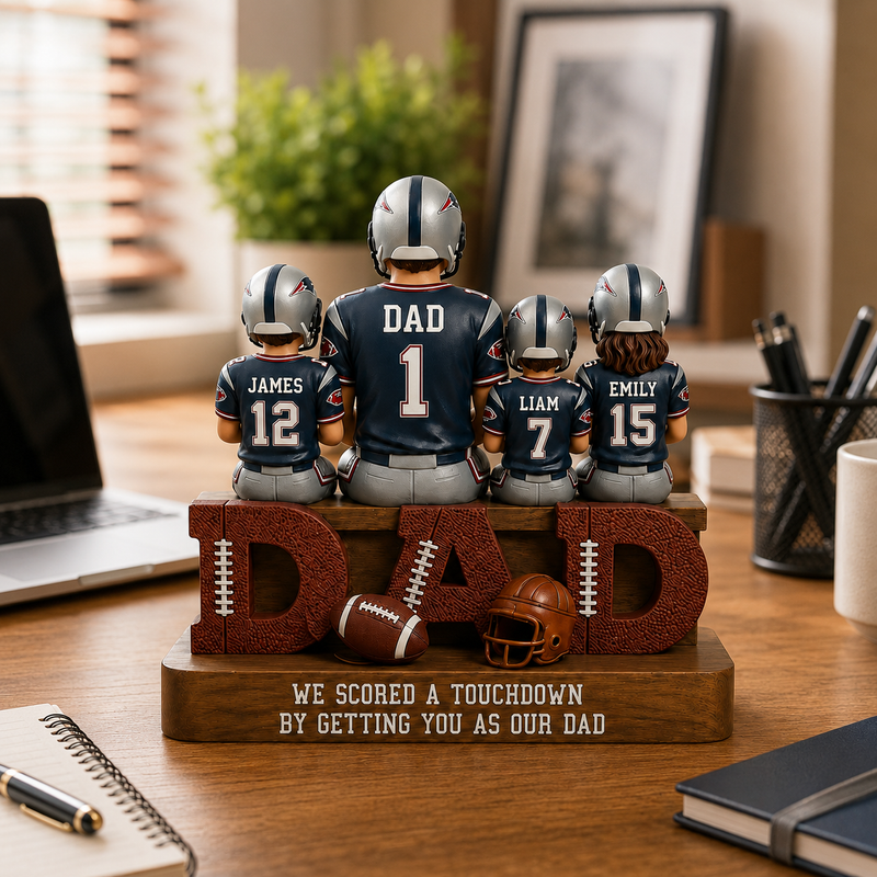 Personalized Football Dad Wooden Block, Father's Day Gift