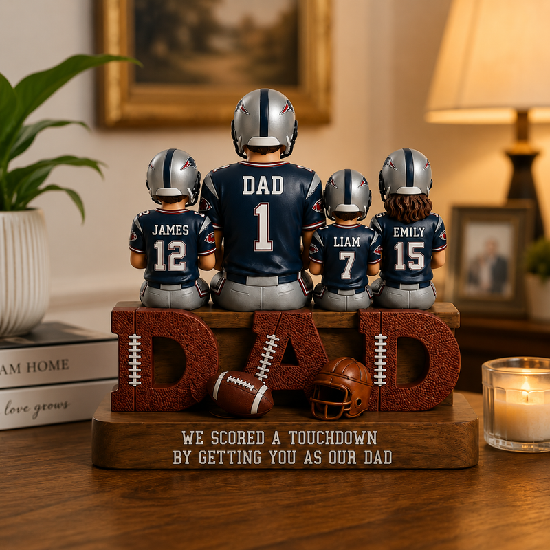 Personalized Football Dad Wooden Block, Father's Day Gift