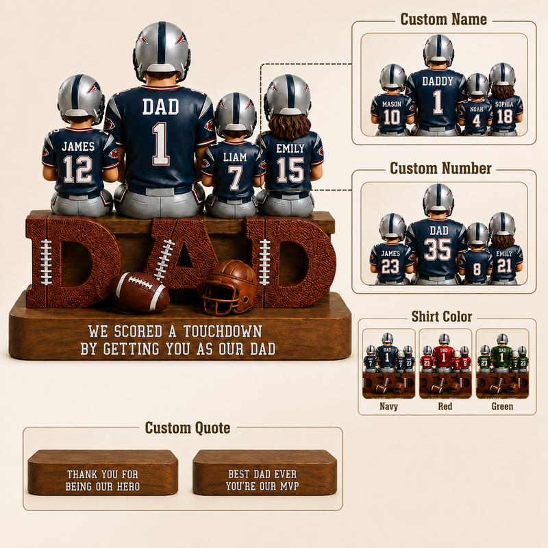 Personalized Football Dad Wooden Block, Father's Day Gift