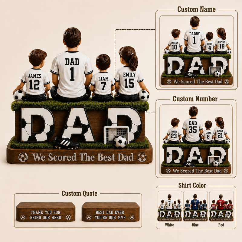 Personalized Soccer Dad Wooden Block, Father's Day Gift