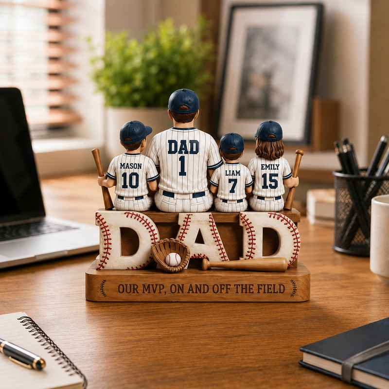 Personalized Baseball Dad Wooden Block, Father's Day Gift