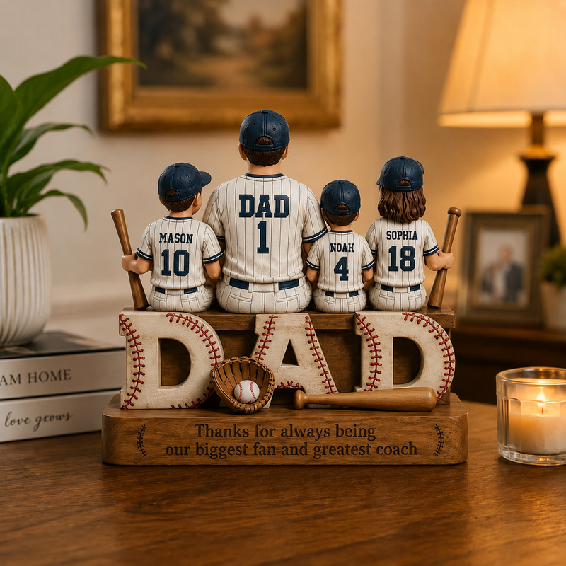 Personalized Baseball Dad Wooden Block, Father's Day Gift