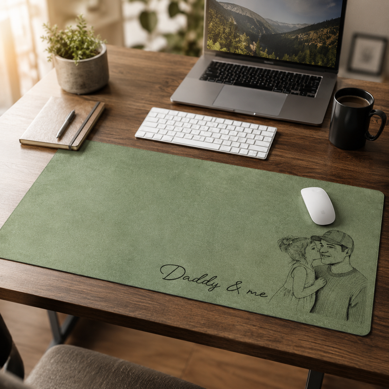 Custom Daddy & Me Photo Desk Mat, Personalized Father’s Day Gift for Dad, Husband