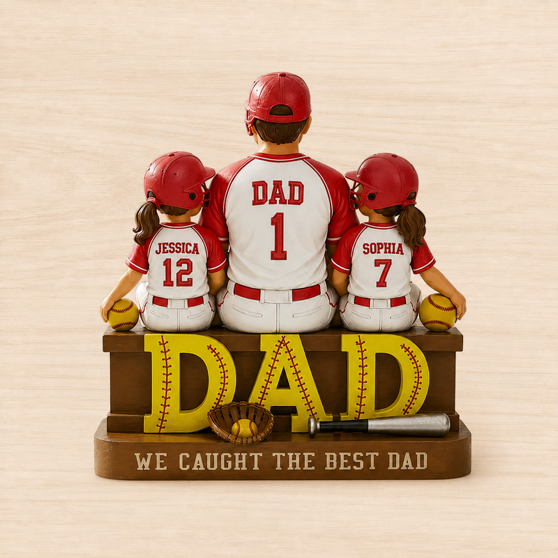 Personalized Softball Dad Wooden Block, Father's Day Gift