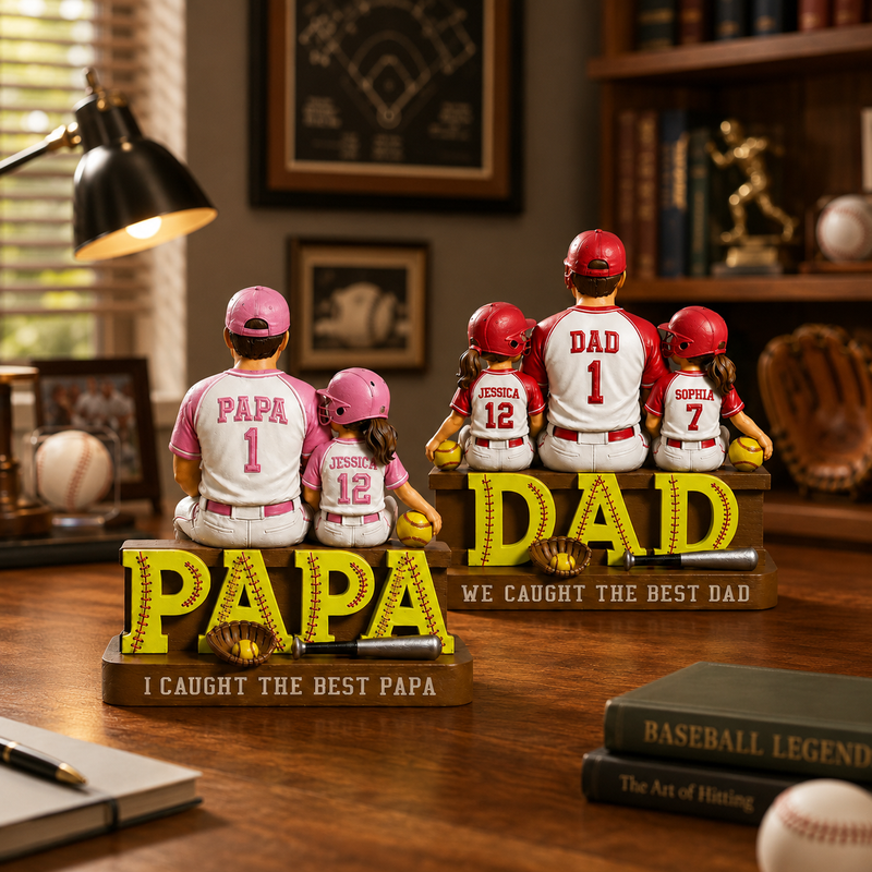 Personalized Softball Dad Wooden Block, Father's Day Gift