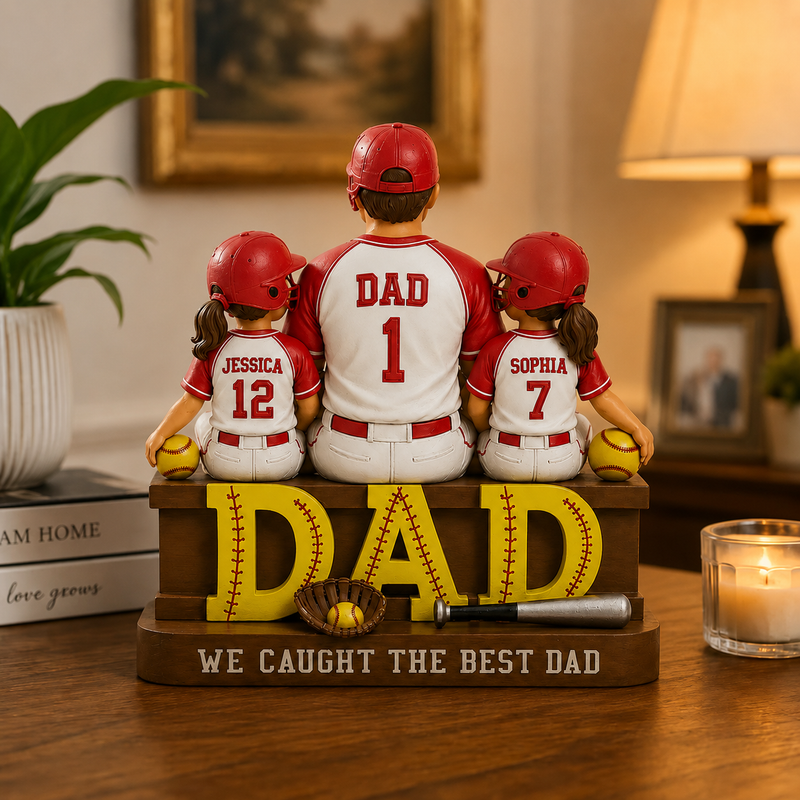 Personalized Softball Dad Wooden Block, Father's Day Gift