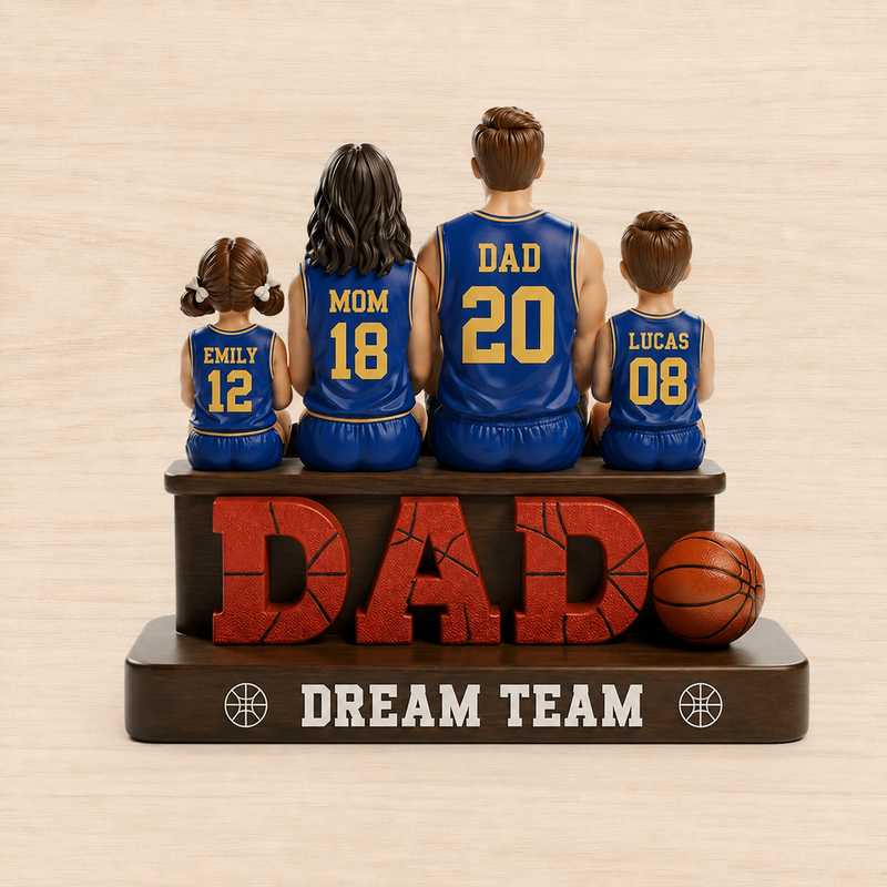 Personalized Baseketball Dad Wooden Block, Father's Day Gift