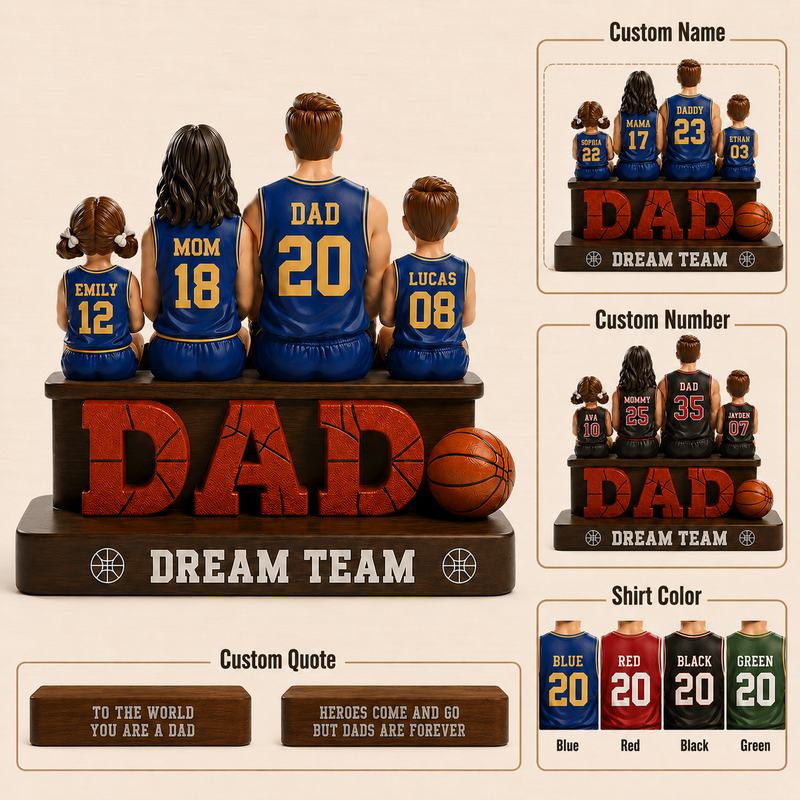 Personalized Baseketball Dad Wooden Block, Father's Day Gift