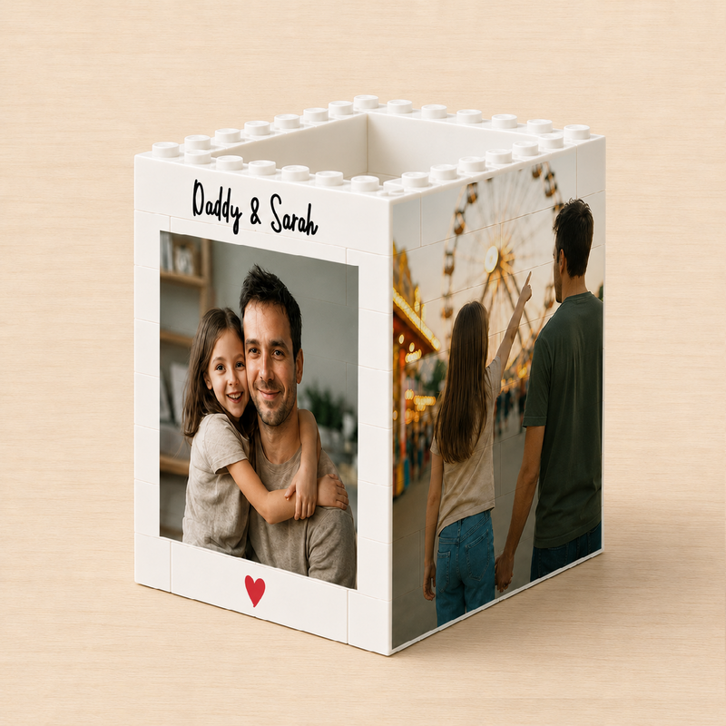 Personalized Daddy & Me Photo Pencil Pot, Custom Desk Organizer Gift