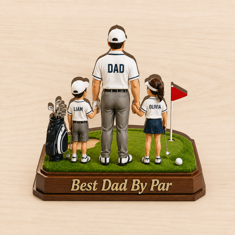 Personalized Golf Dad Wooden Block - Father's Day Gift from Kids