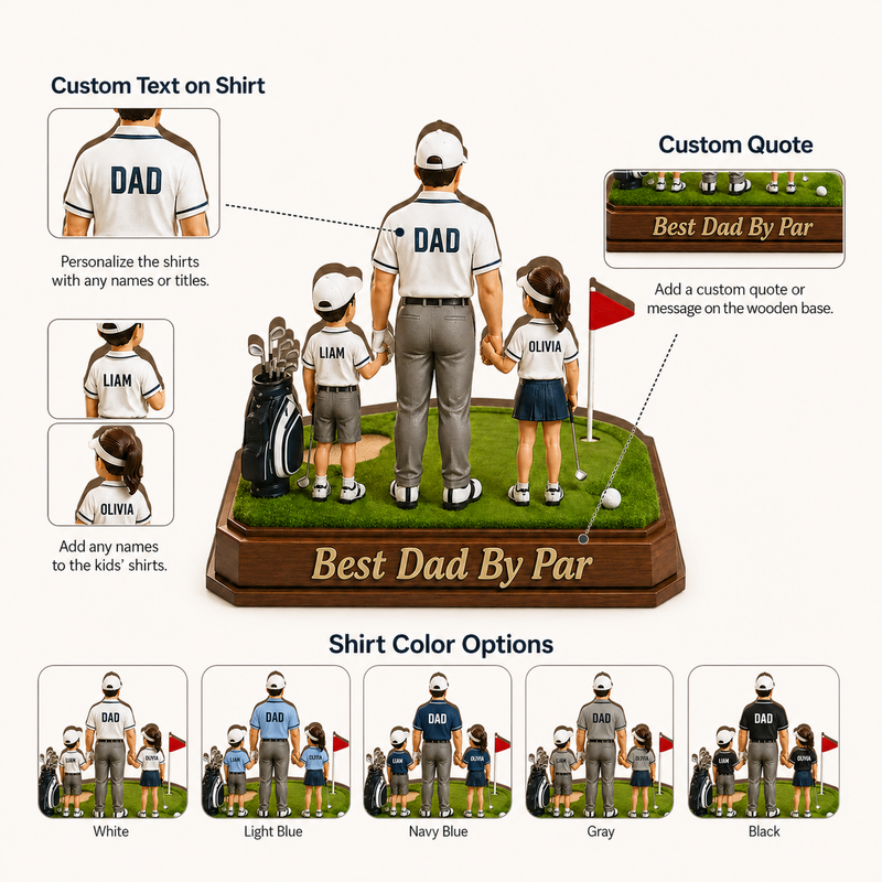 Personalized Golf Dad Wooden Block - Father's Day Gift from Kids
