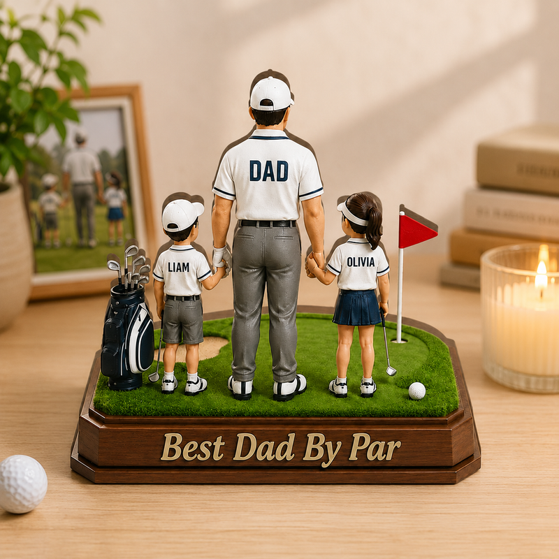 Personalized Golf Dad Wooden Block - Father's Day Gift from Kids