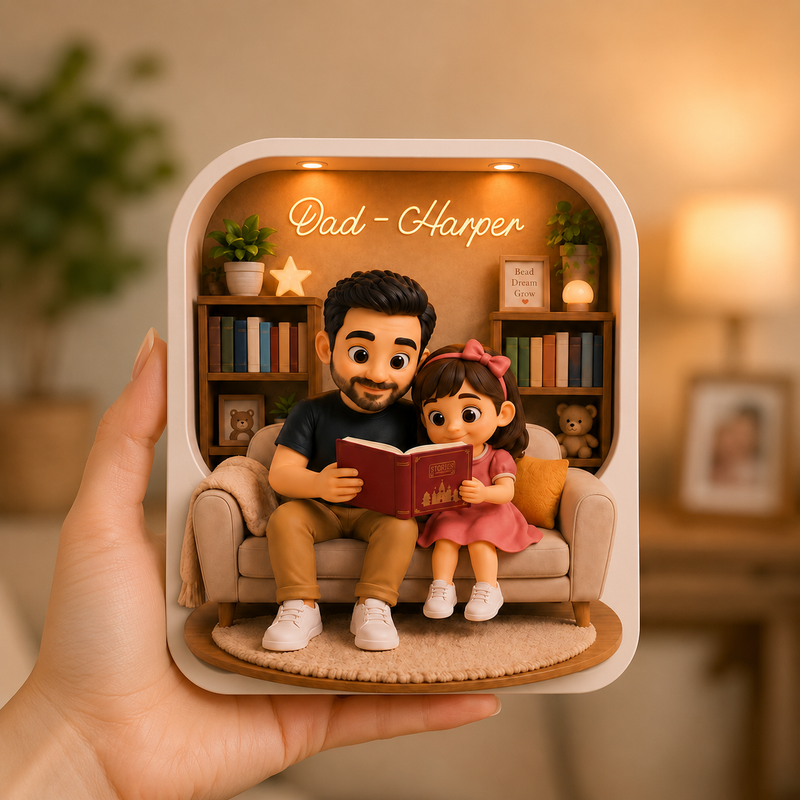 Personalized Dad and Kids Reading Acrylic Block, Gamer Father’s Day Gift