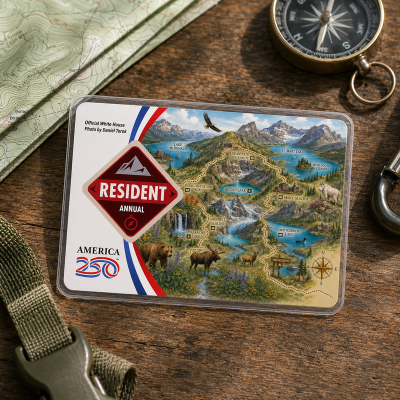Glacier Map National Park Pass Sleeve | Gift For Hikers & Travel Lovers | Pass Protector