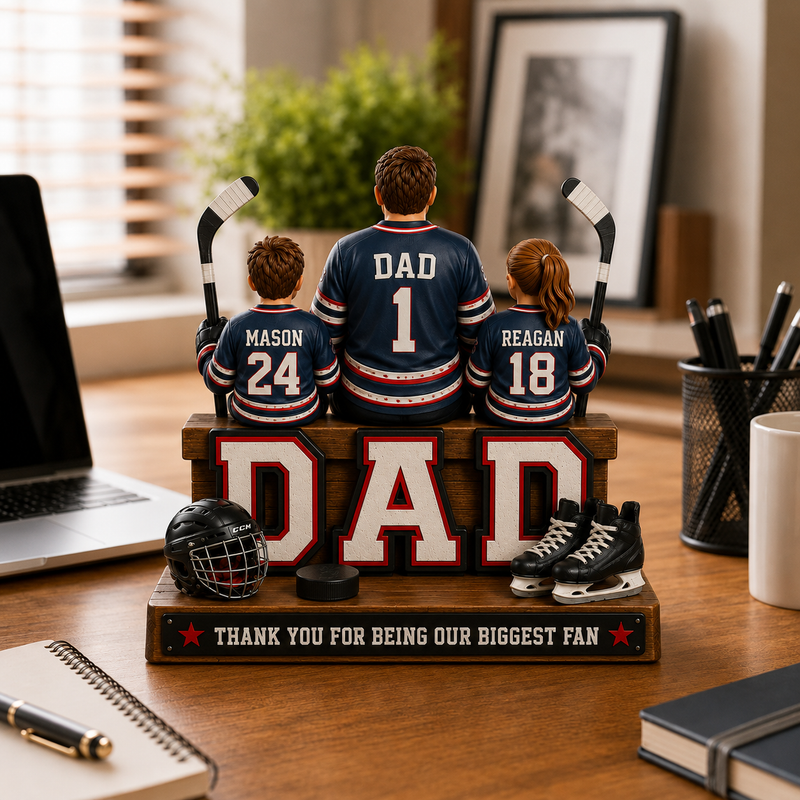 Personalized Hockey Dad Wooden Block, Father's Day Gift